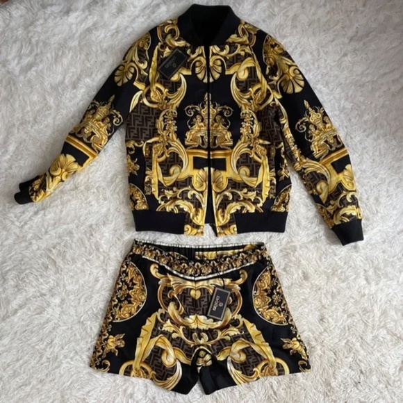 Fendace Gold Baroque Bomber Jacket NWT - Picture 4 of 8